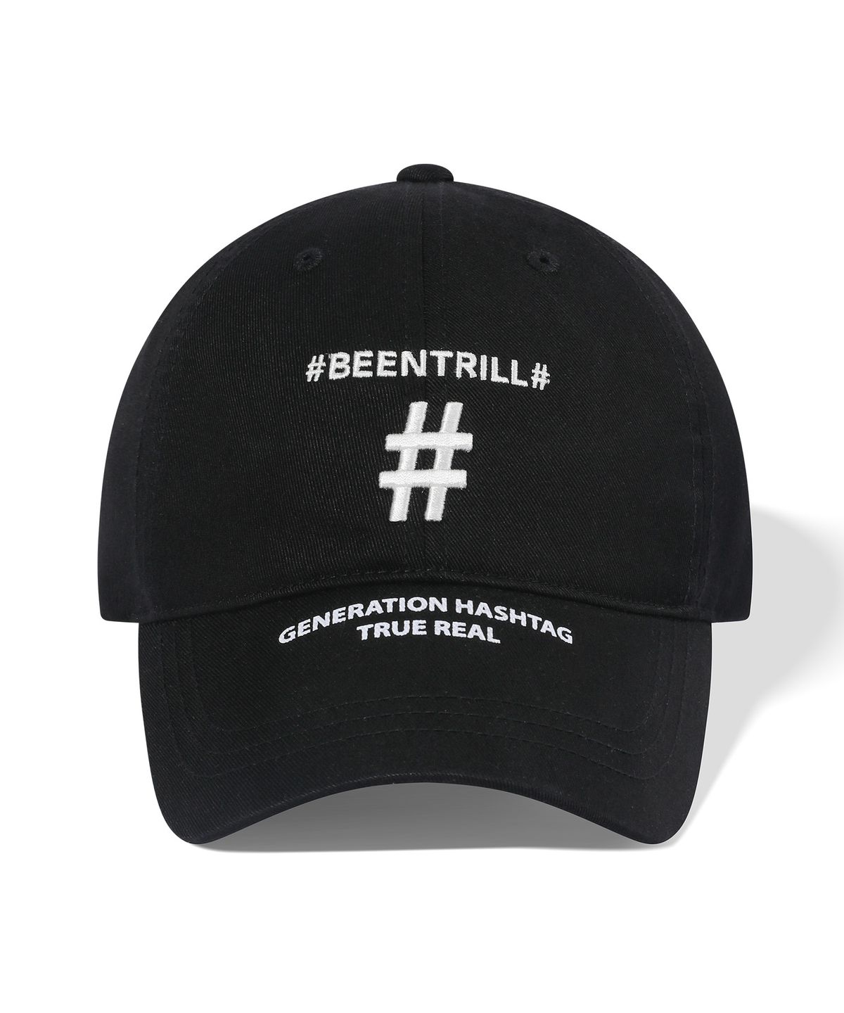 빈트릴(BEENTRILL) SHAKE SHAKE 해시태그 볼캡(블랙)