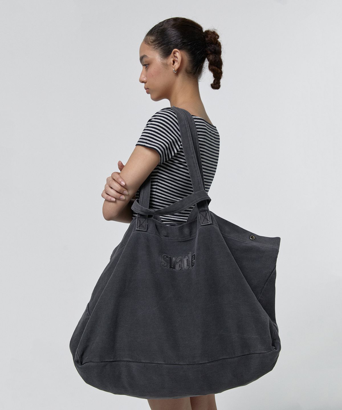 스웨이드(SUADE) WASHED BIG TOTE BAG [PIGMENT BLACK]