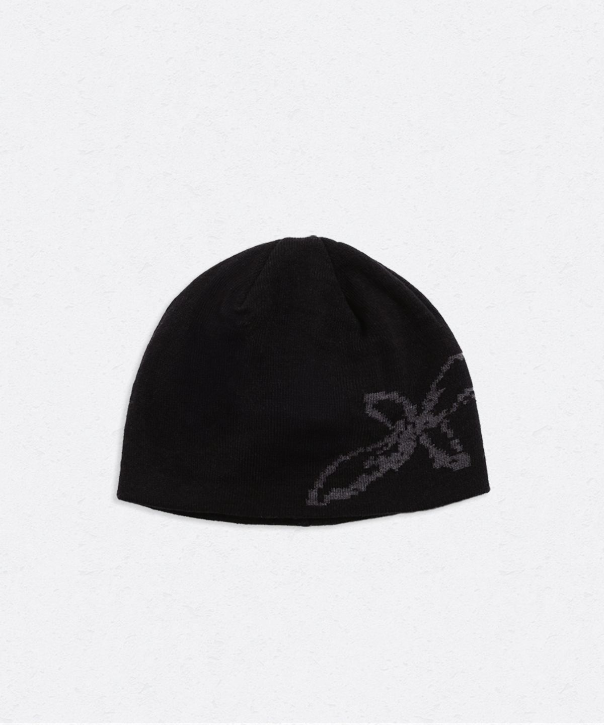 유네(YUNE) Stitched Flower Beanie_[Black]