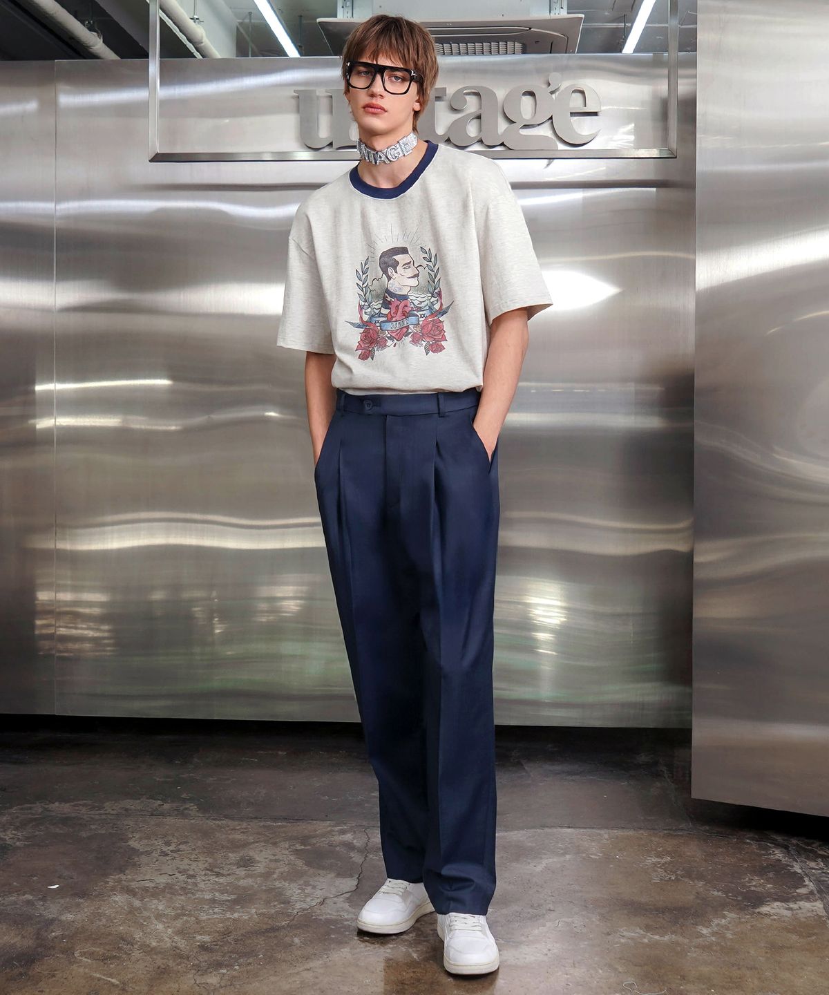 언티지(UNTAGE) 올드 스쿨 프린트 링거 티셔츠[Banny(UNISEX)]_UTT-ST16