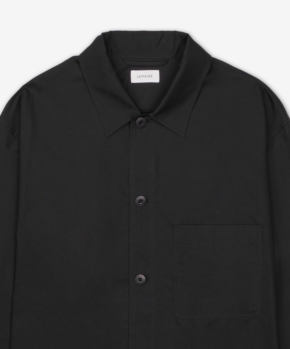 MUSINSA | LEMAIRE Pajama Chest Pocket Cotton Shirt - Caviar