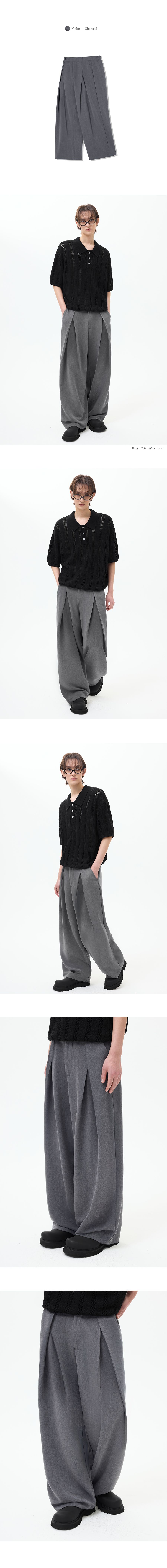 MUSINSA | TRILLION Front V-Tuck Wide Slacks [Black]