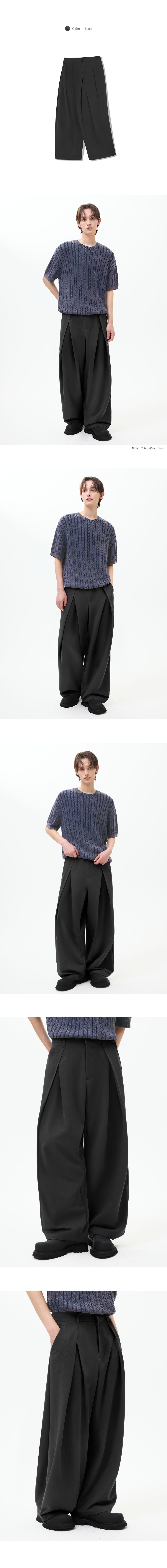 MUSINSA | TRILLION Front V-Tuck Wide Slacks [Black]