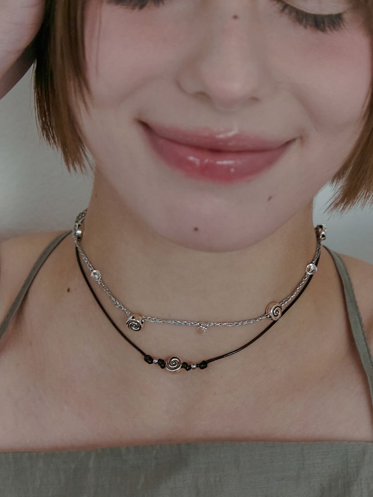 애플파이오더(APPLE PIE ORDER) Spiral Ball Leather Choker.