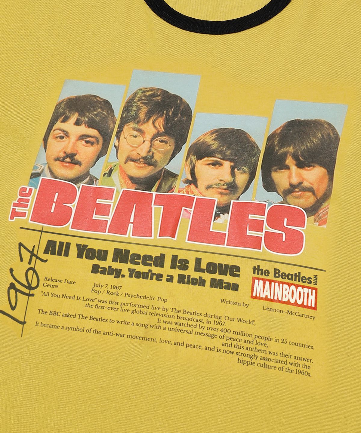 【MAINBOOTH】THE BEATLES LOVE T-SHIRT MUSINSA | MAINBOOTH [Beatles] Love T-shirt (Yellow)