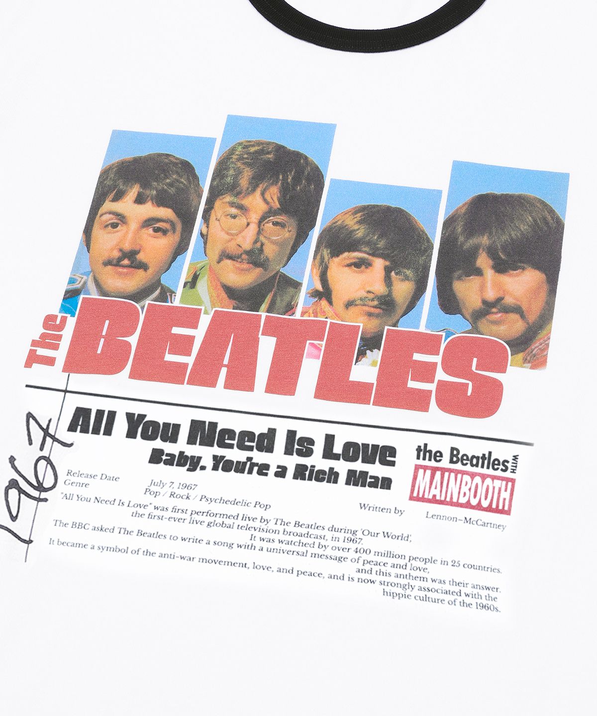 【MAINBOOTH】THE BEATLES LOVE T-SHIRT MUSINSA | MAINBOOTH [Beatles] Love T-shirt (Yellow)