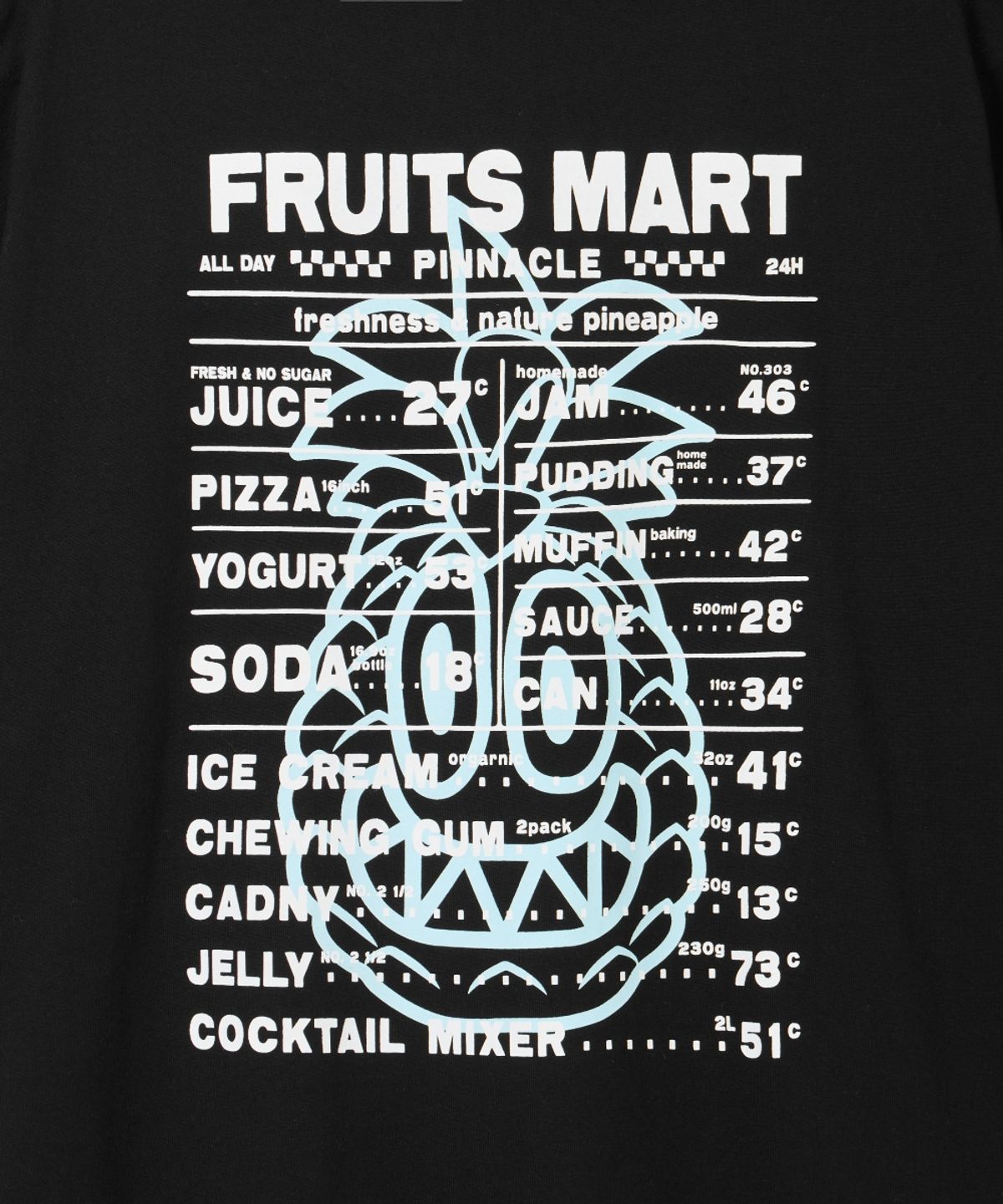 허프(HUF) PINNACLE FRUITS MART TEE [BLACK]