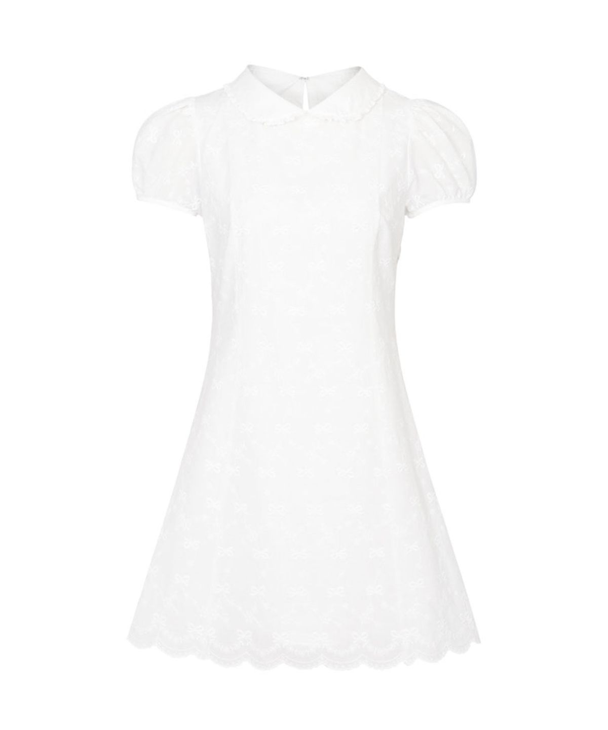 루루서울(LOULOUSEOUL) Ribbon Collar Mini Dress (White)