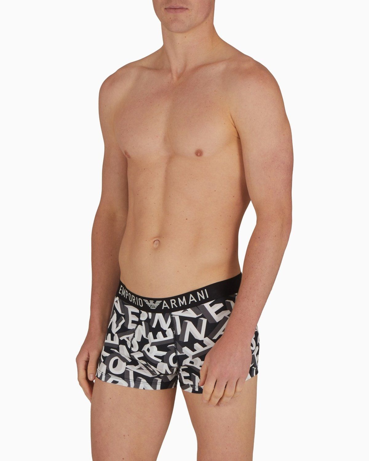 엠포리오 아르마니 언더웨어(EMPORIO ARMANI UNDERWEAR) 남성 프린트 디테일 밴딩 드로즈_블랙 0815112045