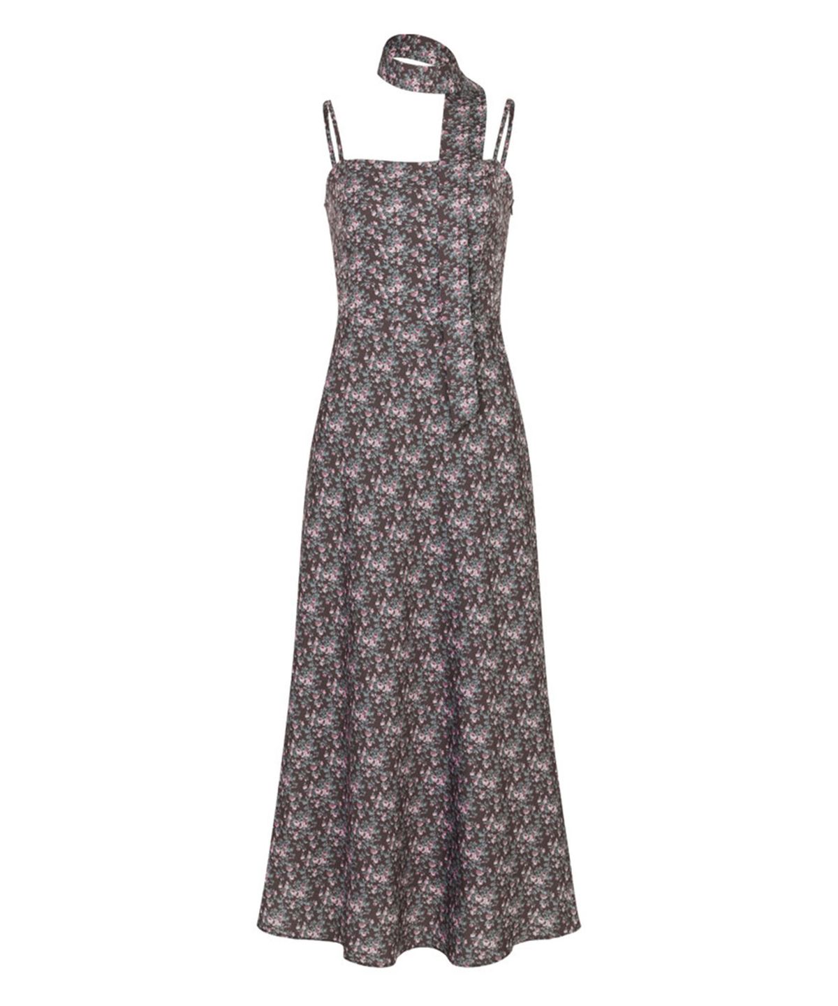 루루서울(LOULOUSEOUL) Rose Latte Slim Dress (Scarf Set / Brown)