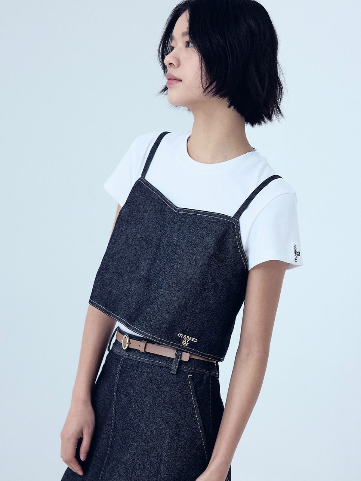엘유브이엠(LUVM) SLEEVELESS DENIM BUSTIER_NAVY