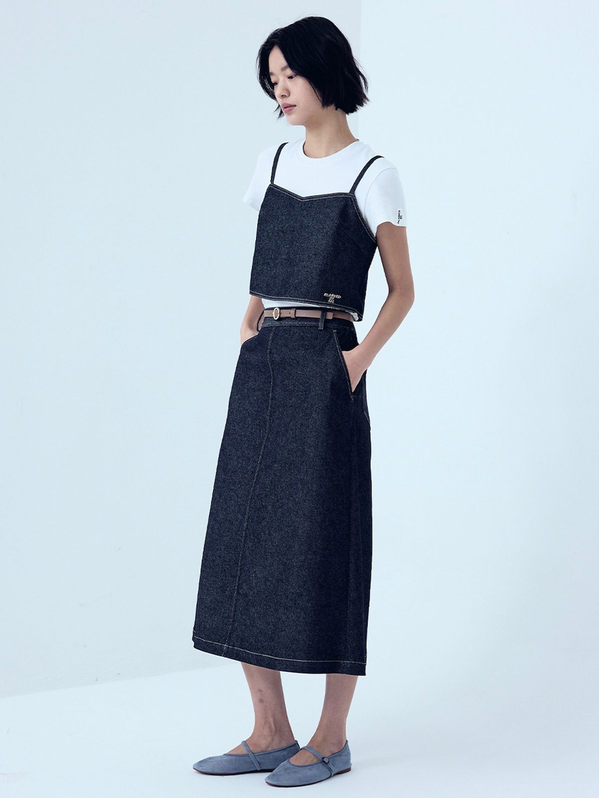 엘유브이엠(LUVM) DENIM LONG SKIRT_NAVY