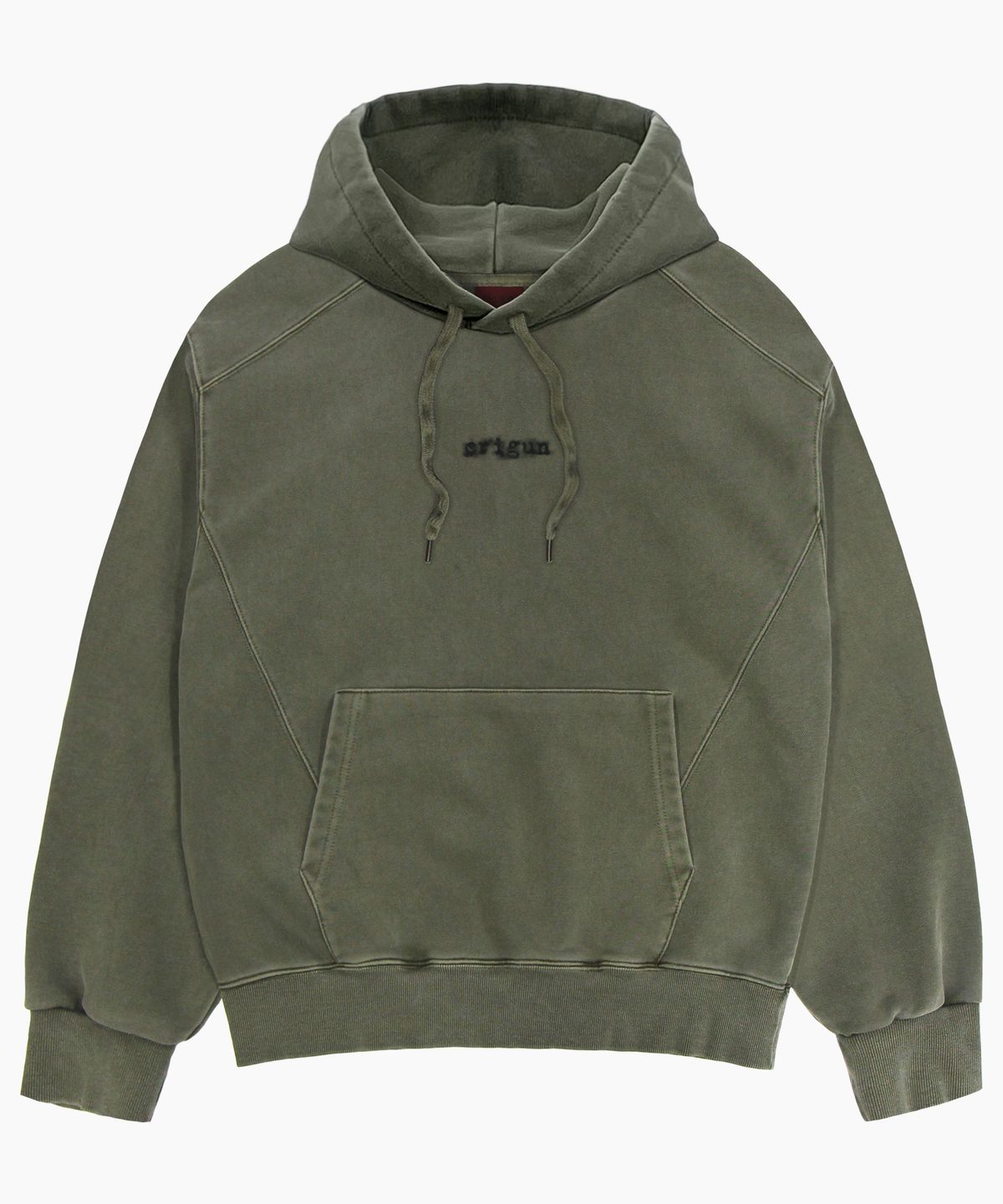 크리건(CRIGUN) 피그먼트 Small Logo 후드티 KHAKI