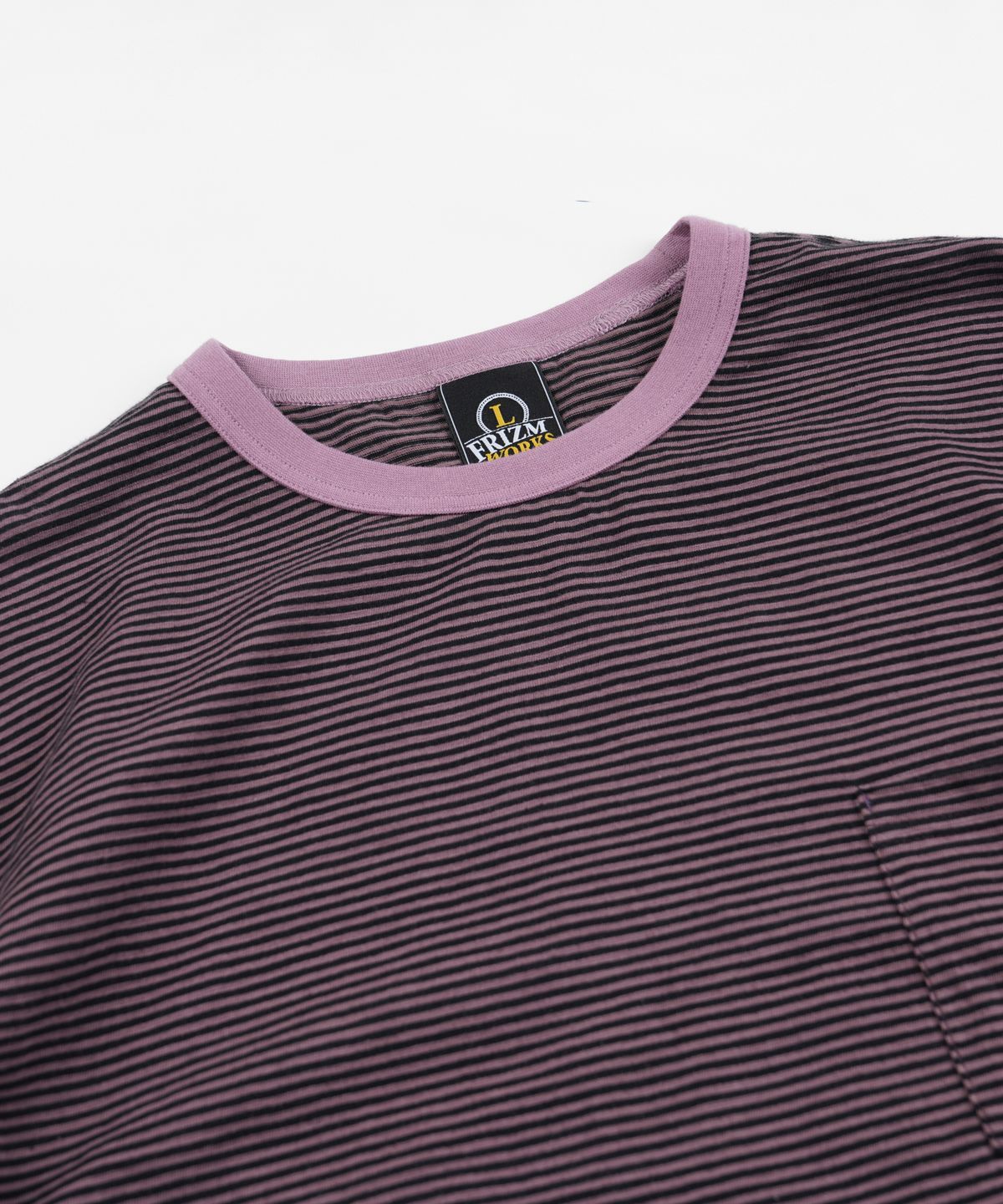 프리즘웍스(FRIZMWORKS) THIN STRIPE HALF TEE _ RED BEAN