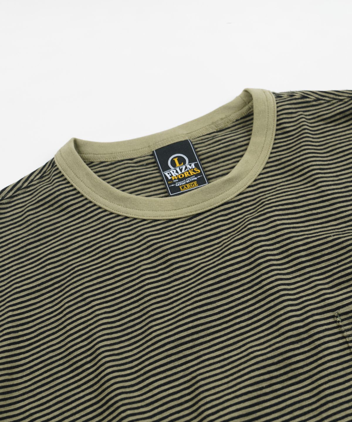 프리즘웍스(FRIZMWORKS) THIN STRIPE HALF TEE _ OLIVE