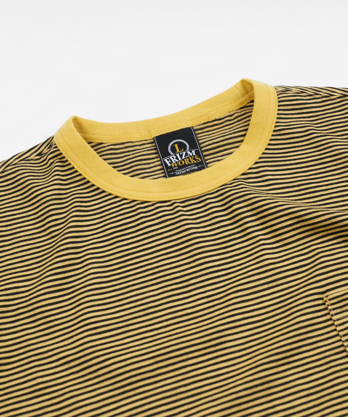 프리즘웍스(FRIZMWORKS) THIN STRIPE HALF TEE _ MUSTARD