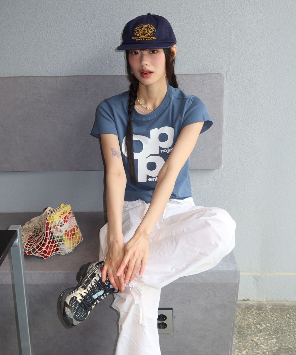 ☆OPENING PROJECT☆W OPP LOGO T SHIRT MUSINSA | OPENING PROJECT W OPP Logo T Shirt - Blue Gray