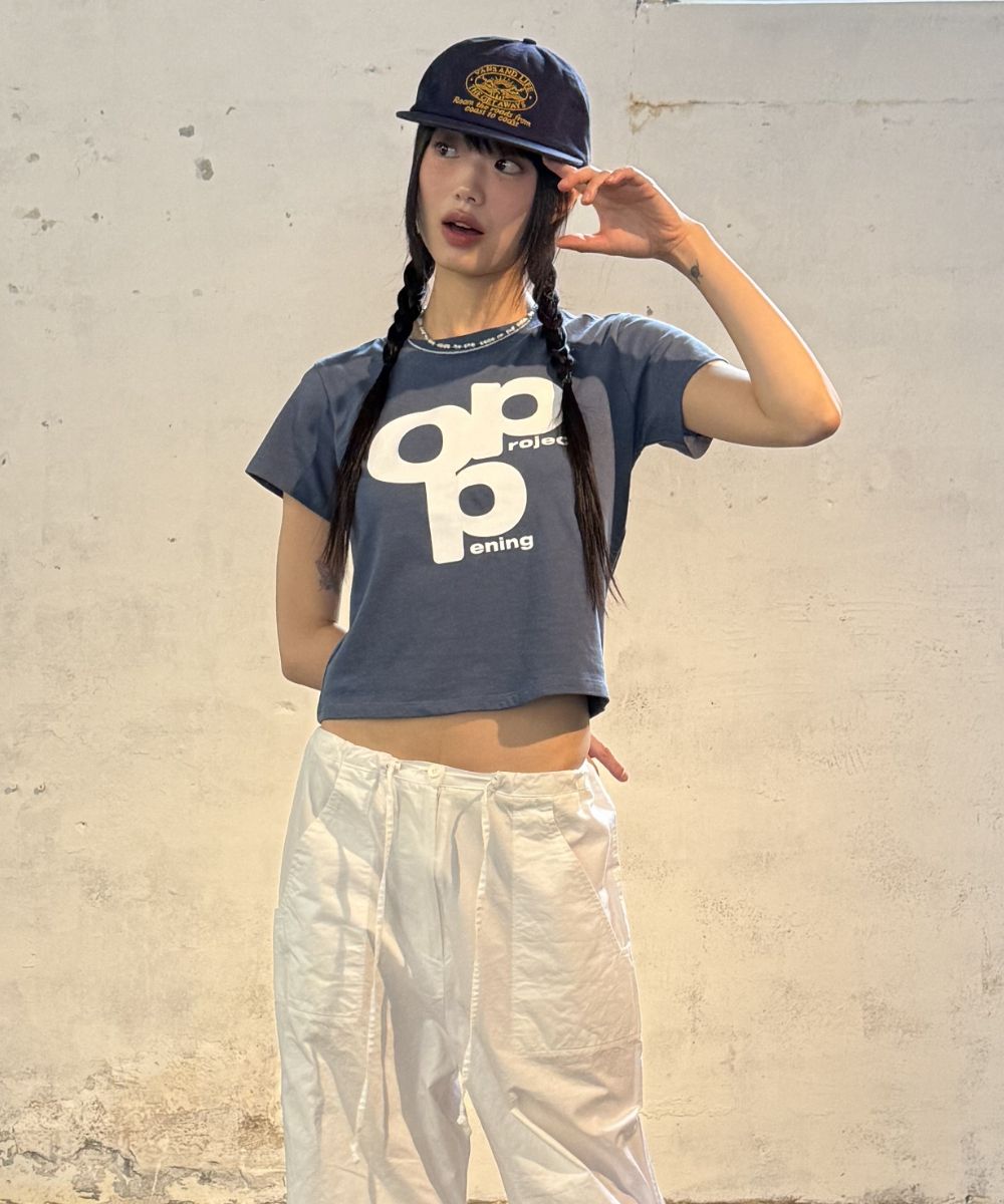 ☆OPENING PROJECT☆W OPP LOGO T SHIRT MUSINSA | OPENING PROJECT W OPP Logo T Shirt - Blue Gray