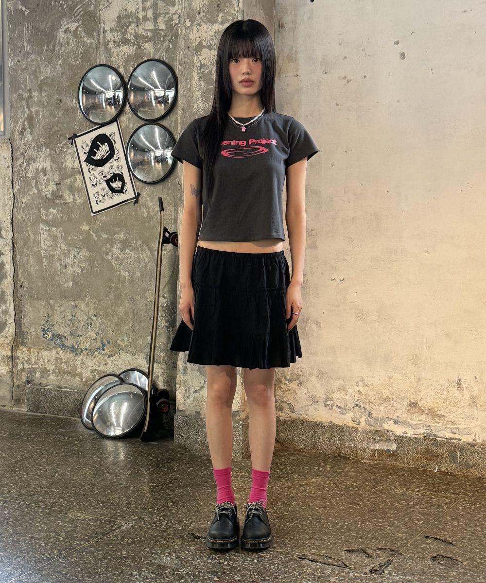 MUSINSA | OPENING PROJECT W Identity T Shirt - Charcoal