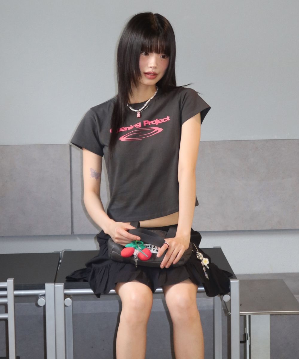 MUSINSA | OPENING PROJECT W Identity T Shirt - Charcoal