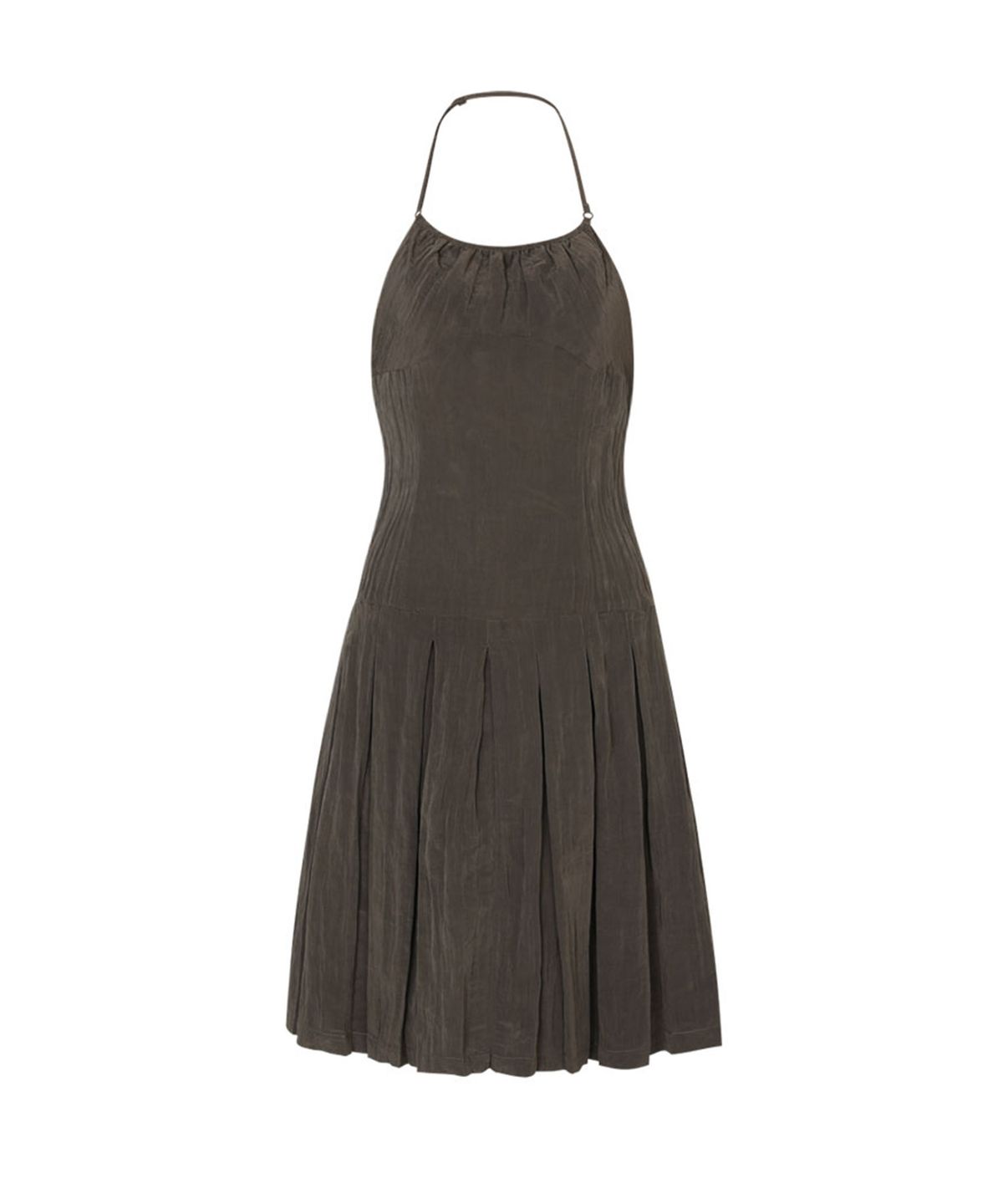 루루서울(LOULOUSEOUL) Nylon Halter Neck Dress (Khaki Brown)