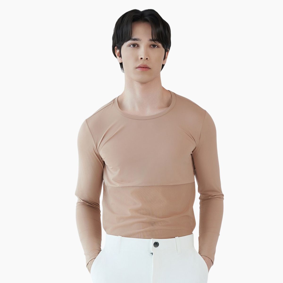 테크스킨(TECHSKIN) 남성 하프메쉬 이너웨어 쿨티셔츠