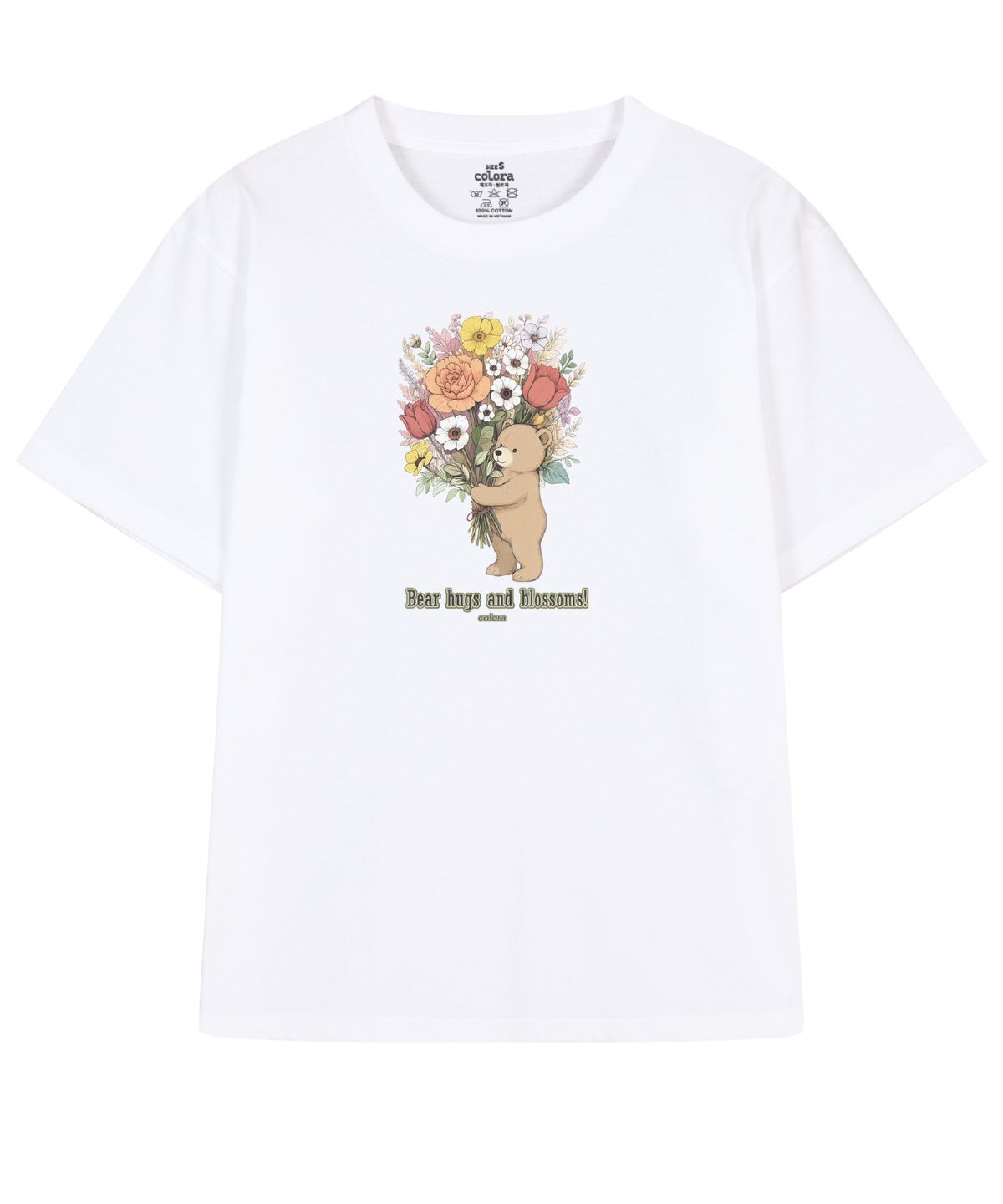 컬로라(COLORA) 베어 허그 앤 블로썸 반팔 티셔츠 (3color)