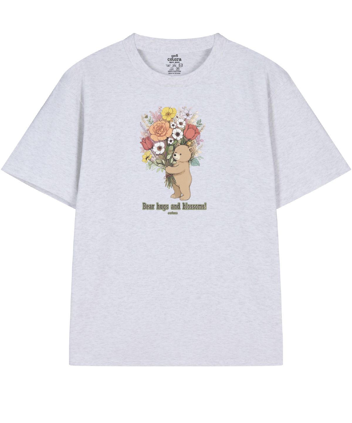컬로라(COLORA) 베어 허그 앤 블로썸 반팔 티셔츠 (3color)