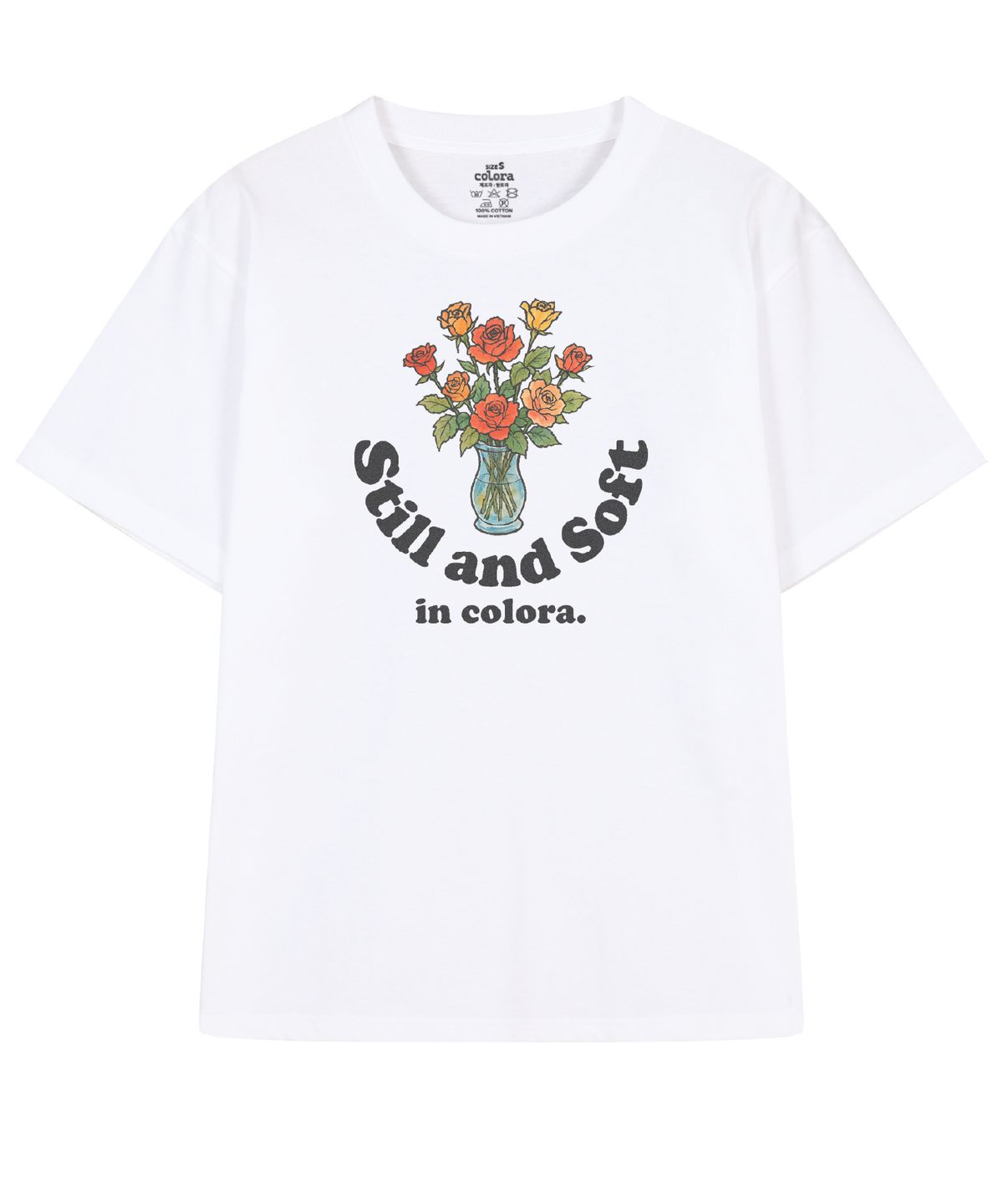 컬로라(COLORA) 글라스 오브 로즈 레터 반팔 티셔츠 (3color)