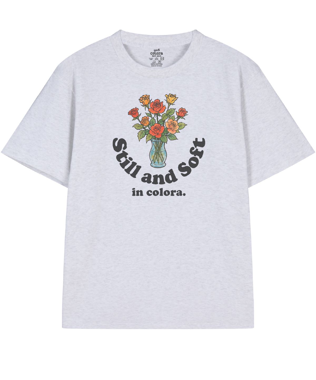 컬로라(COLORA) 글라스 오브 로즈 레터 반팔 티셔츠 (3color)