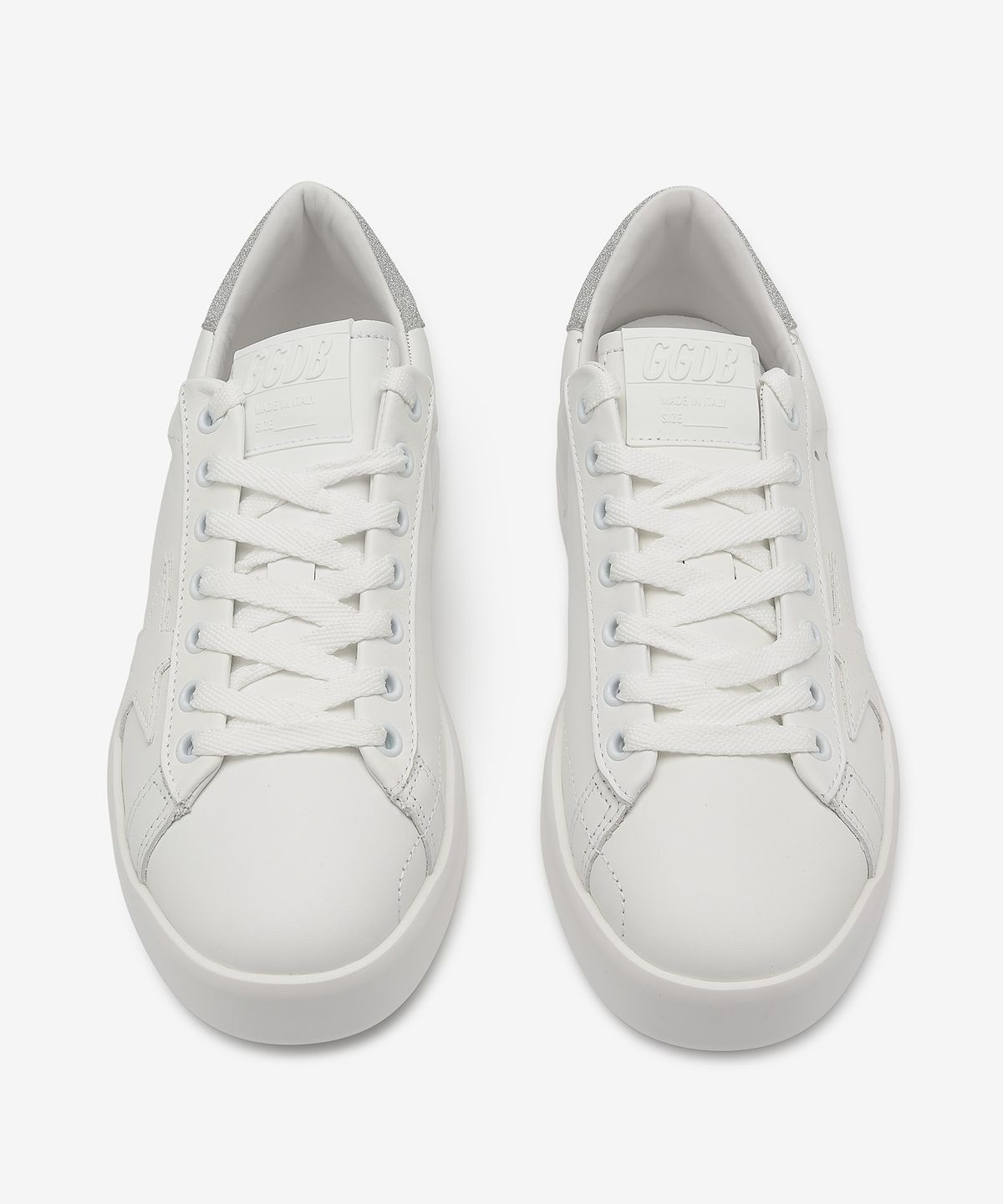 ★Golden ★ Purestar Glitter Silver Tab Sneakers White Women's Purestar sneakers with glittery silver heel tab