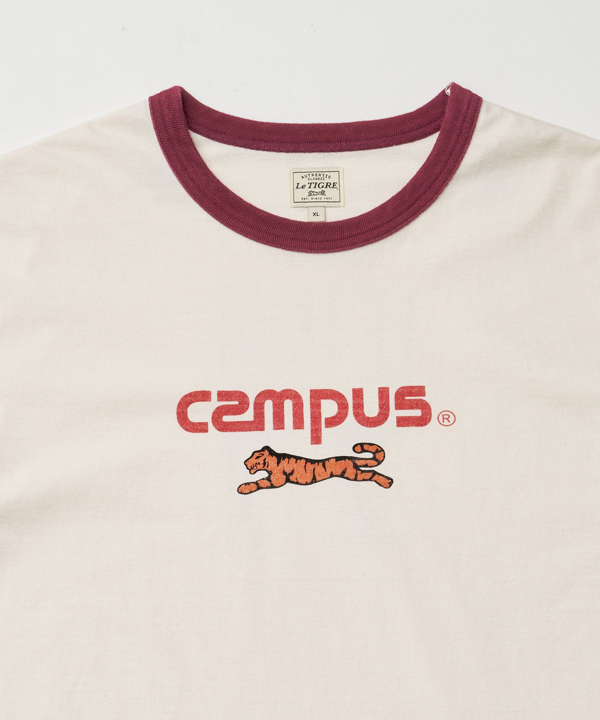 르티그레(LE TIGRE) Campus Overdyed ringer T-shirt (Eggshell)