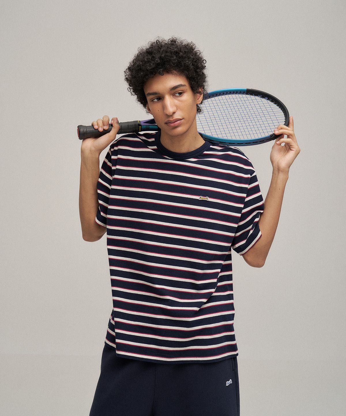 르티그레(LE TIGRE) Multi Stripe Half T-shirt (Navy)