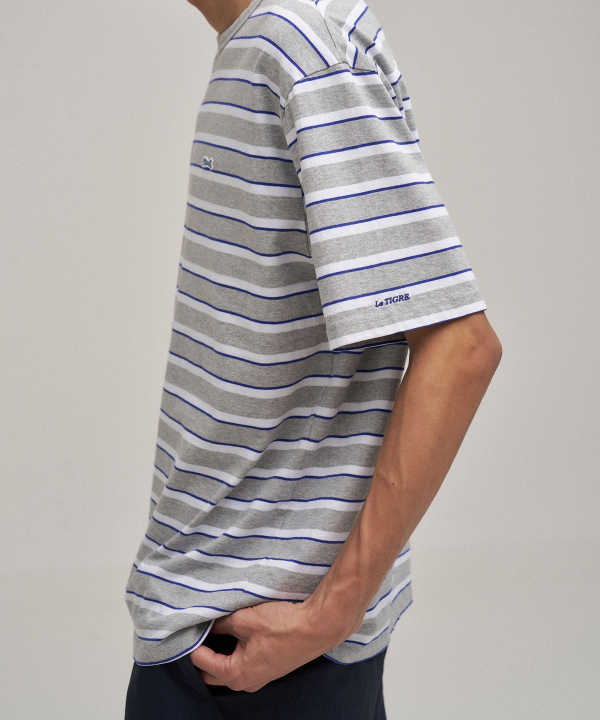 르티그레(LE TIGRE) Multi Stripe Half T-shirt (Heather Gray)