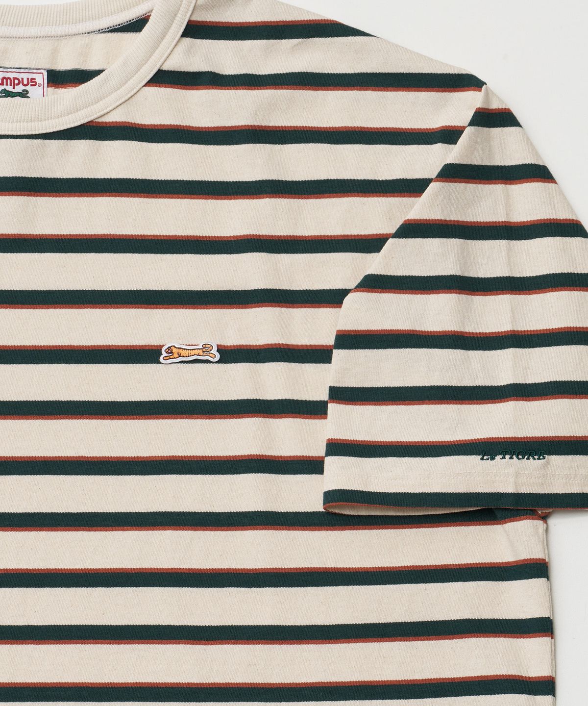 르티그레(LE TIGRE) Multi Stripe Half T-shirt (Ecru)