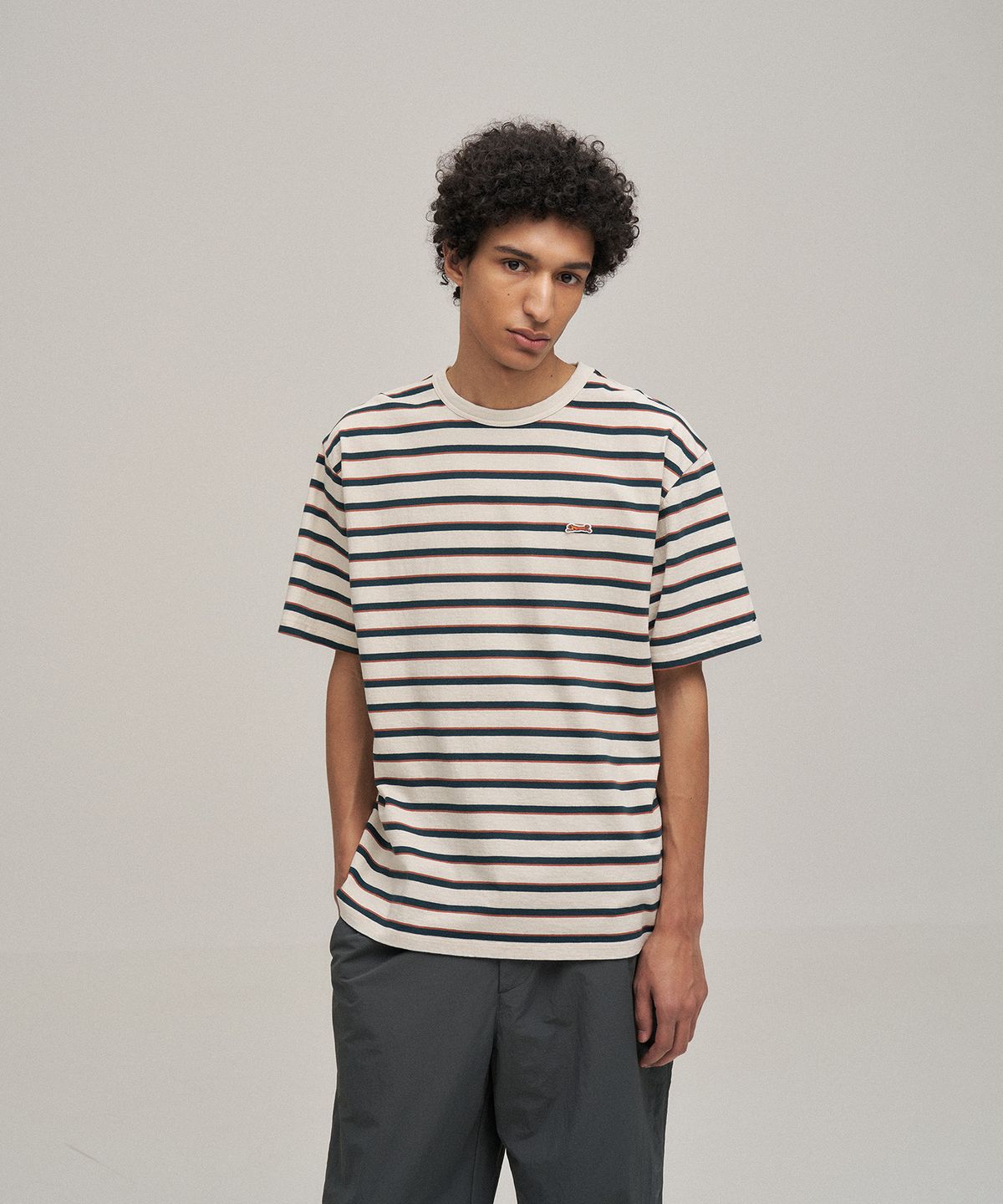 르티그레(LE TIGRE) Multi Stripe Half T-shirt (Ecru)