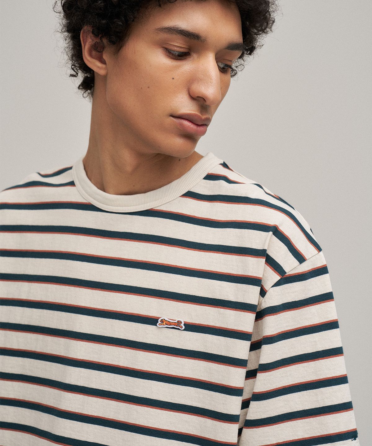 르티그레(LE TIGRE) Multi Stripe Half T-shirt (Ecru)