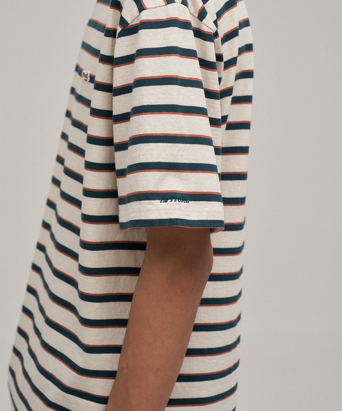 르티그레(LE TIGRE) Multi Stripe Half T-shirt (Ecru)