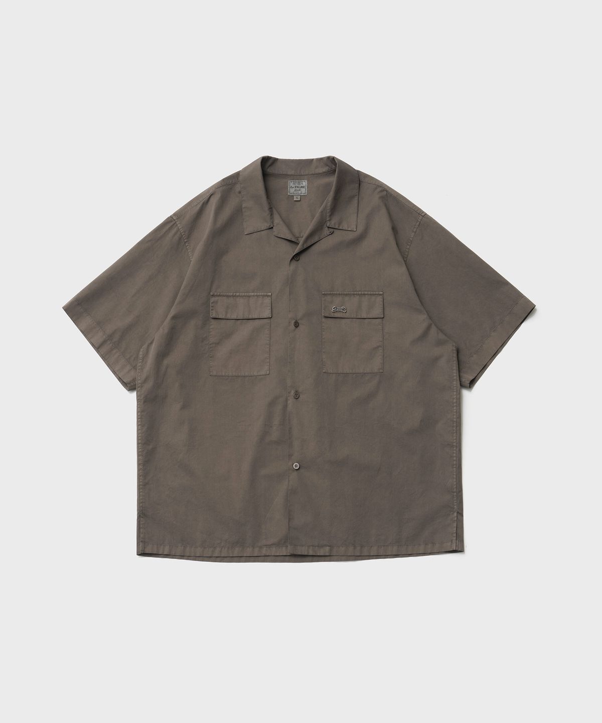 르티그레(LE TIGRE) Open collar Overdyed Shirt (Mild Brown)
