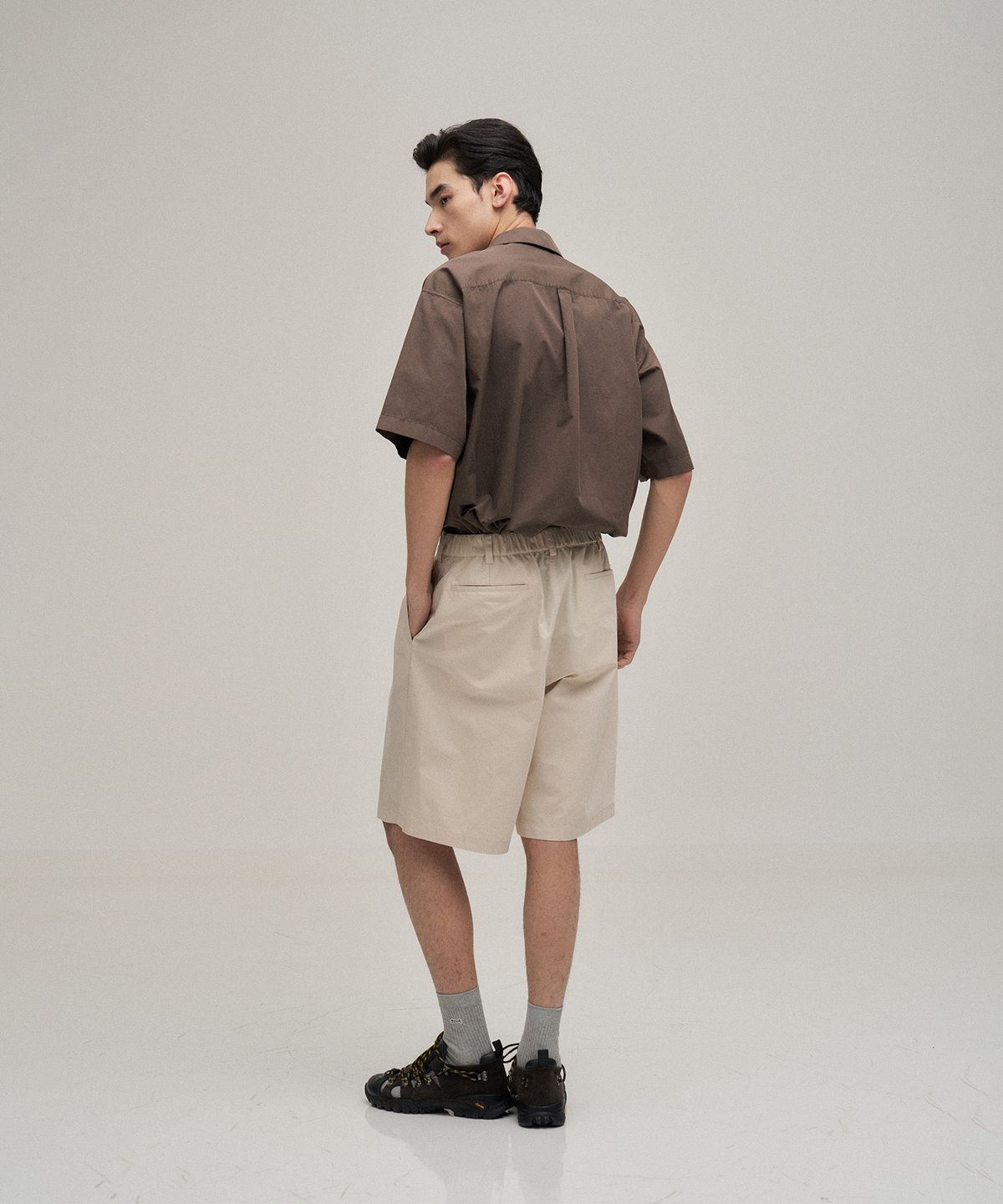 르티그레(LE TIGRE) Open collar Overdyed Shirt (Mild Brown)