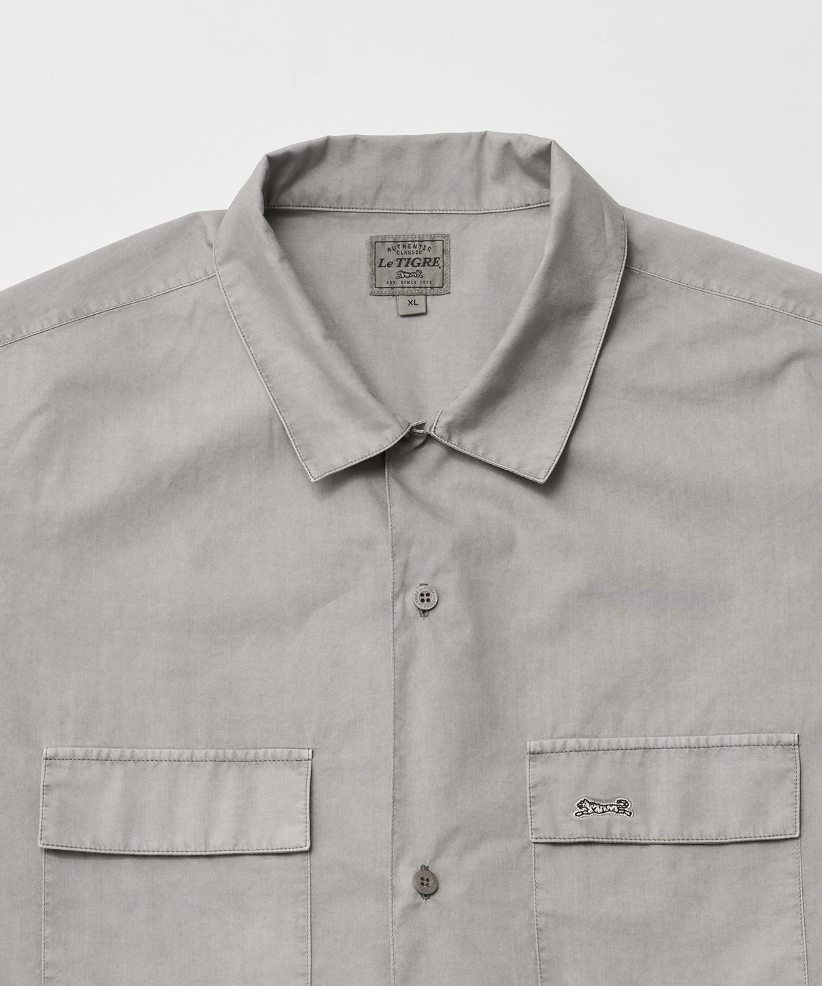 르티그레(LE TIGRE) Open collar Overdyed Shirt (Dusty Gray)