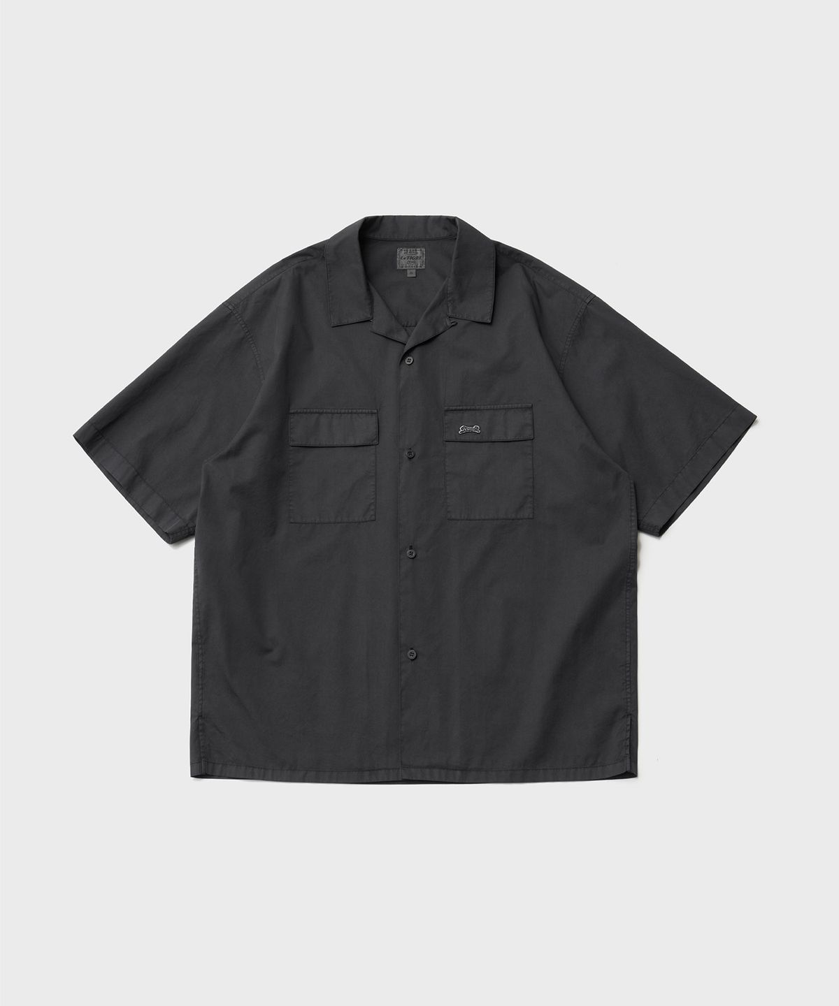 르티그레(LE TIGRE) Open collar Overdyed Shirt (Almost Black)