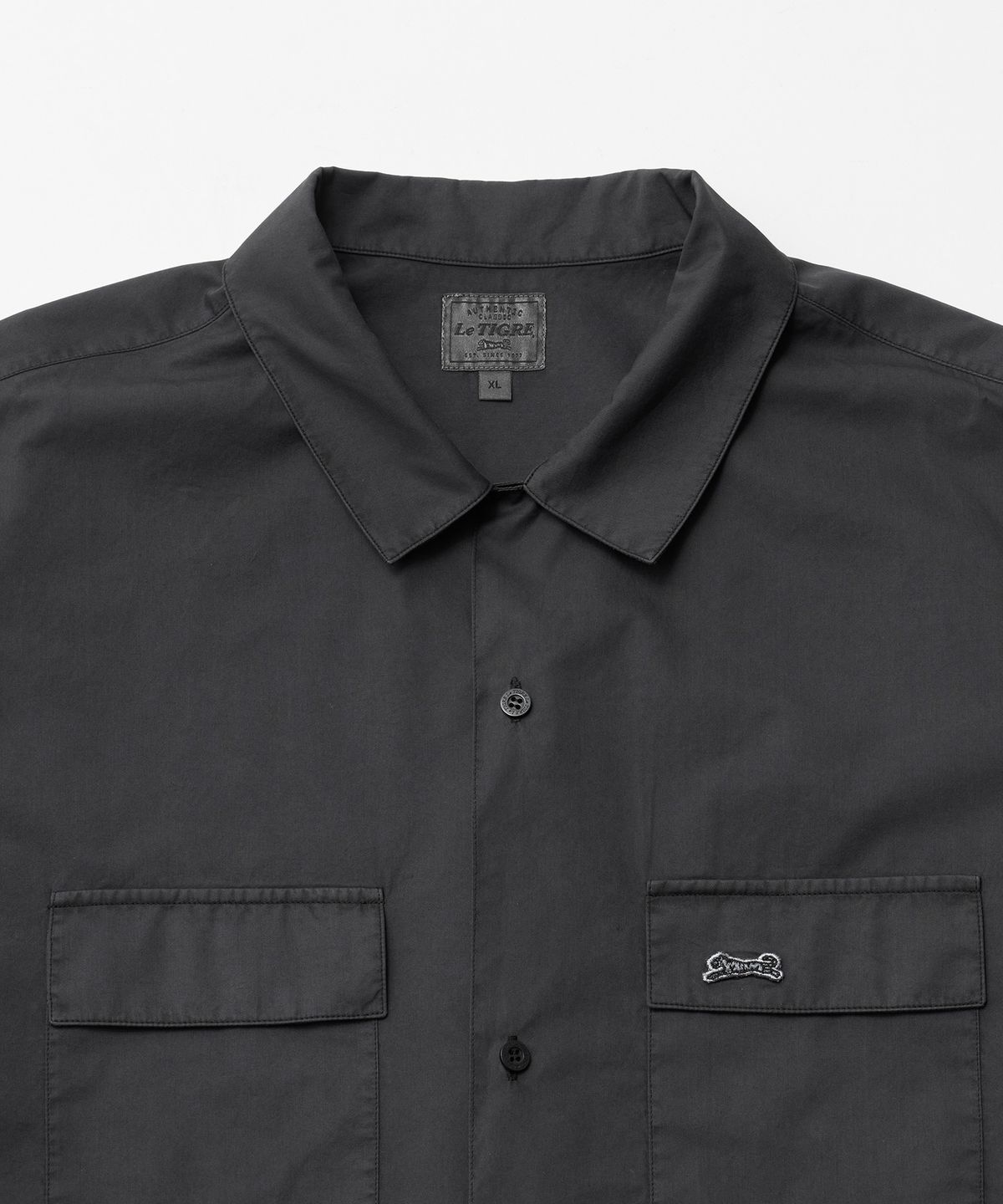 르티그레(LE TIGRE) Open collar Overdyed Shirt (Almost Black)