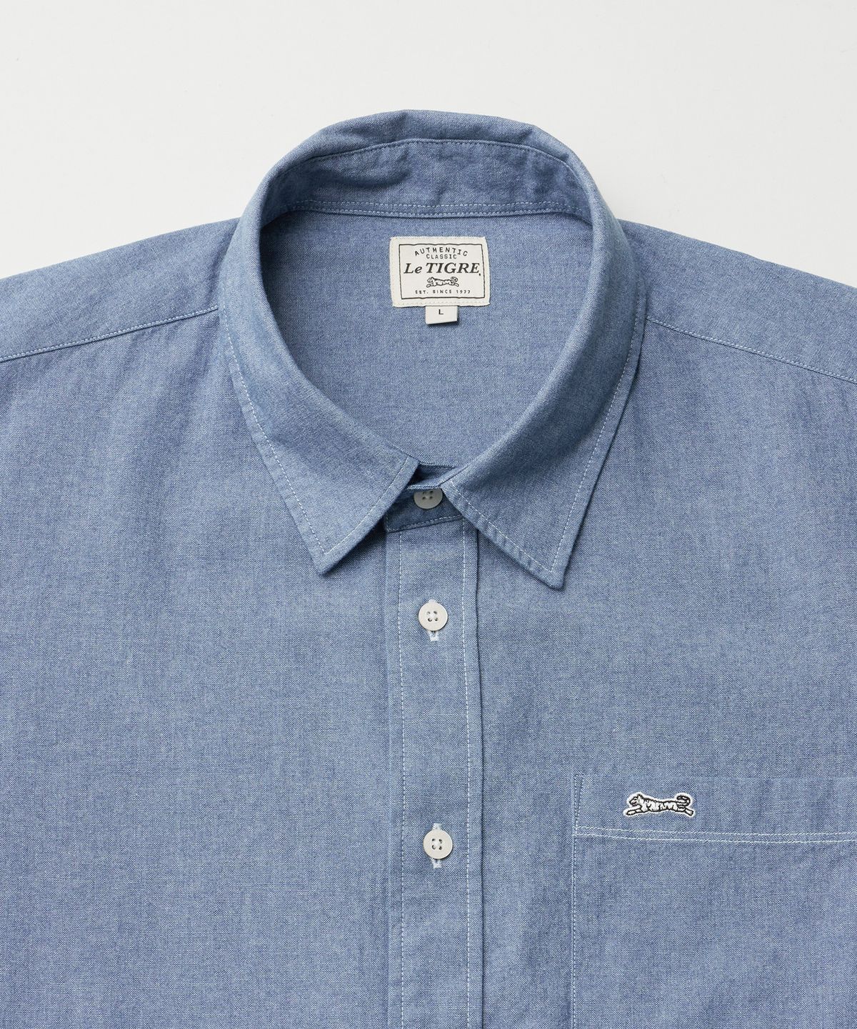 르티그레(LE TIGRE) Oxford Short Sleeve Shirt (Mid Blue)