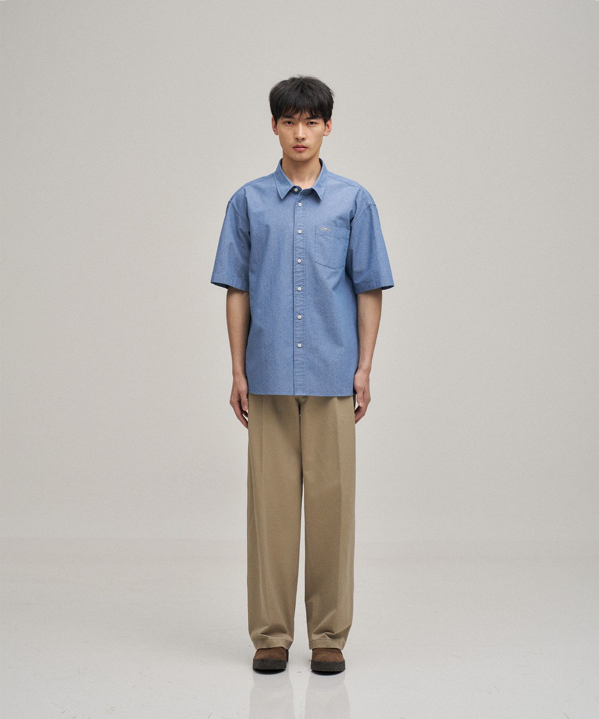 르티그레(LE TIGRE) Oxford Short Sleeve Shirt (Mid Blue)
