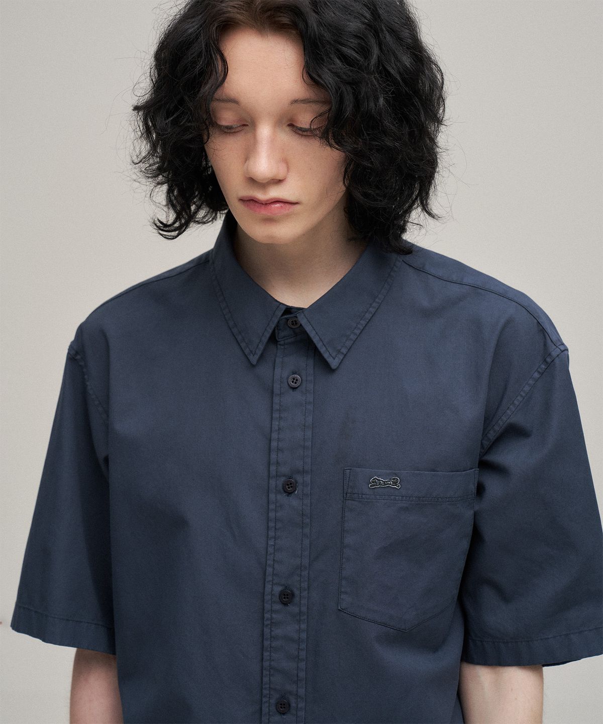 르티그레(LE TIGRE) Oxford Short Sleeve Shirt (Navy)