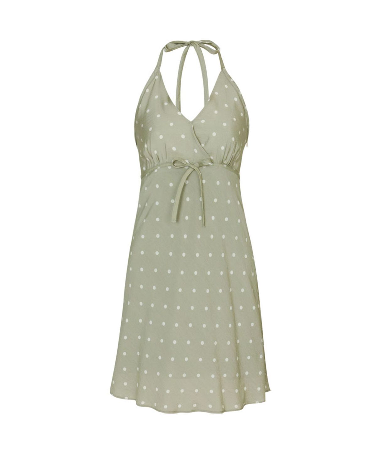 루루서울(LOULOUSEOUL) Dot Halter Dress (Light Khaki)