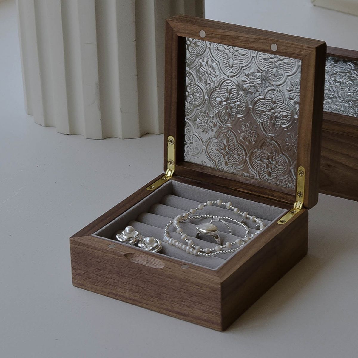 레트로핑거(RETROFINGER) 스퀘어 플로라 미니보석함 - 3Color #Square flora mini jewelry box