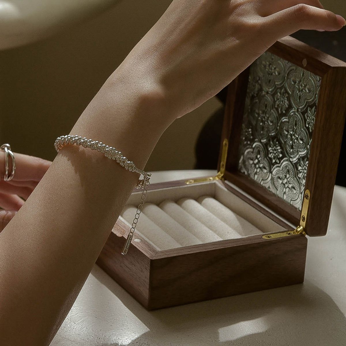 레트로핑거(RETROFINGER) 스퀘어 플로라 미니보석함 - 3Color #Square flora mini jewelry box