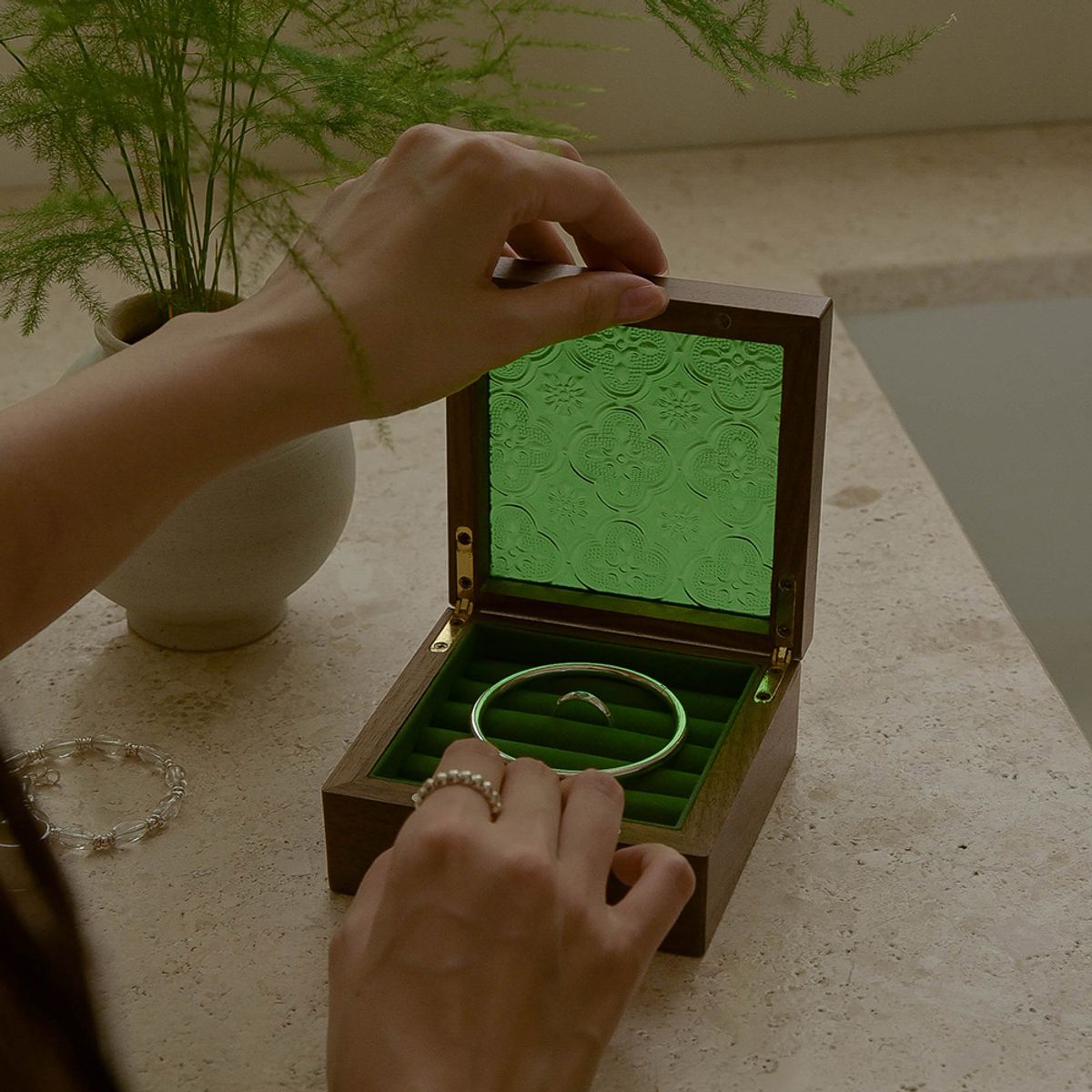 레트로핑거(RETROFINGER) 스퀘어 플로라 미니보석함 - 3Color #Square flora mini jewelry box